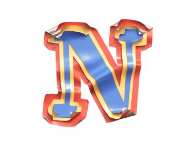 Çıkartma kenarları katlanmış yazı tipi. 3d oluşturma