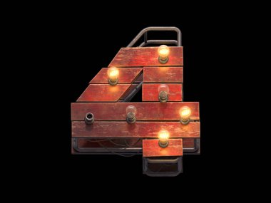 Ahşap retro ışık yazı tipi.