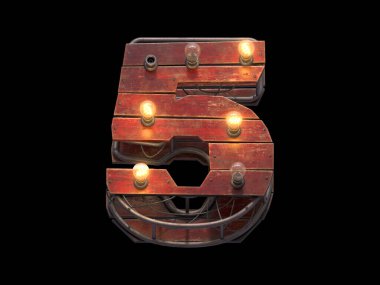 Ahşap retro ışık yazı tipi.