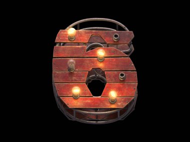 Ahşap retro ışık yazı tipi.