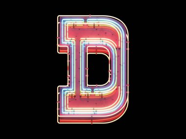 Süper neon yazı tipi. 3d oluşturma.