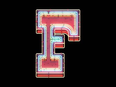 Süper neon yazı tipi. 3d oluşturma.