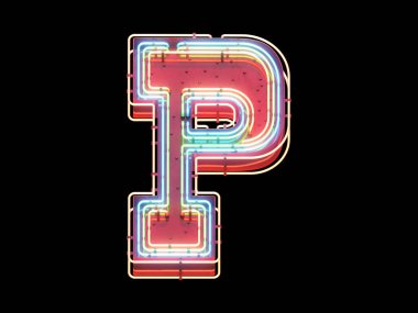 Süper neon yazı tipi. 3d oluşturma.