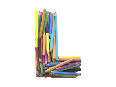 Renkli kalem yazı tipi. 3d oluşturma