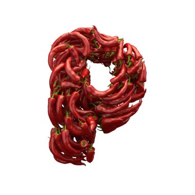 Kırmızı biber yazı tipi. 3d oluşturma.