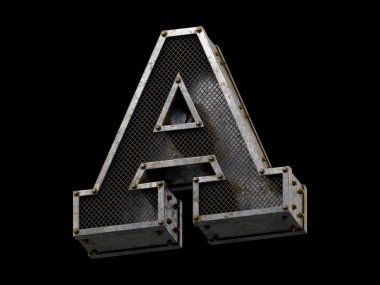 Metal hücre yazı tipi. 3d oluşturma