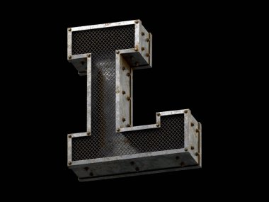 Metal hücre yazı tipi. 3d oluşturma