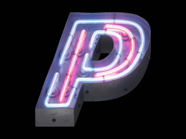 夜のライトアルファベット 3Dレンダリング — ストック写真