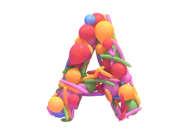 Font Palloncino Multicolore Rendering — Foto Stock