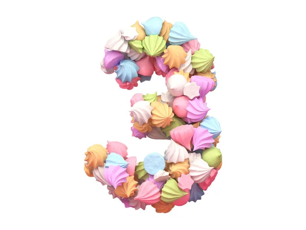 Krema renkli yazı tipi. 3d oluşturma.