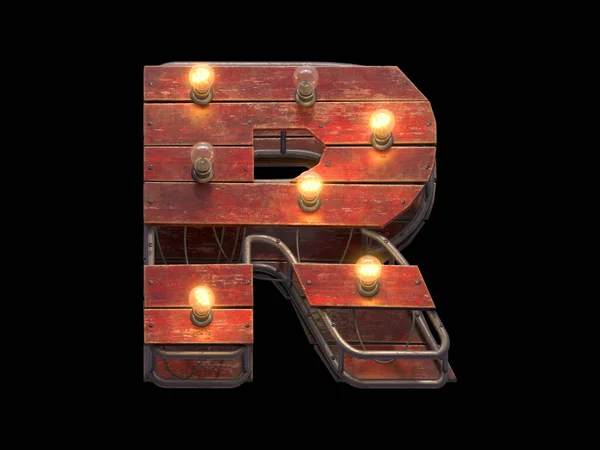 Wood Retro Licht Teken Lettertype — Stockfoto