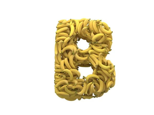 香蕉字体 3D渲染 — 图库照片