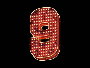 Lamba ve neon ışığı. Kumarhane yazı tipi. 