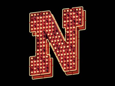 Lamba ve neon ışığı. Kumarhane yazı tipi. 