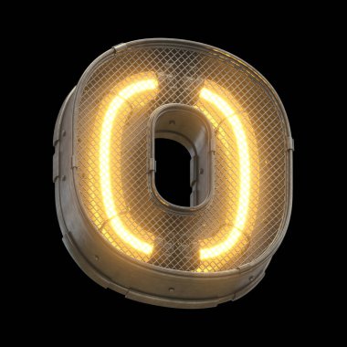 Fütürist turuncu ışık yazı tipi. 3d oluşturma