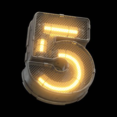 Fütürist turuncu ışık yazı tipi. 3d oluşturma