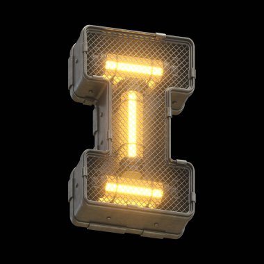 Fütürist turuncu ışık yazı tipi. 3d oluşturma