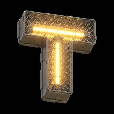 Fütürist turuncu ışık yazı tipi. 3d oluşturma