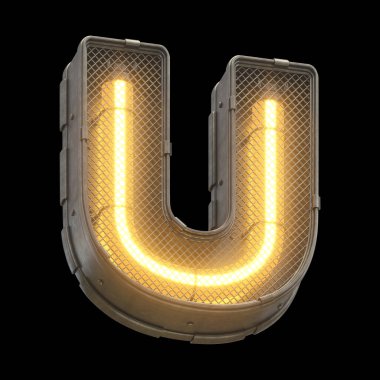 Fütürist turuncu ışık yazı tipi. 3d oluşturma