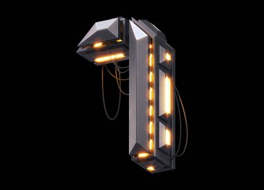 Fütürist ışık yazı tipi. 3d oluşturma