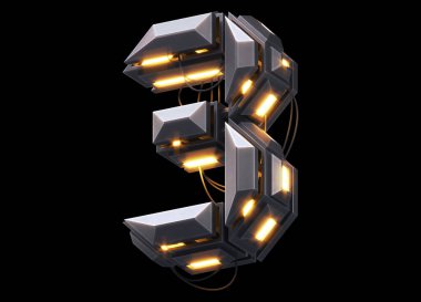 Fütürist ışık yazı tipi. 3d oluşturma