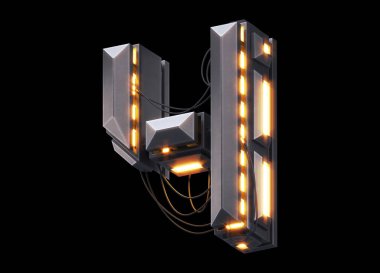 Fütürist ışık yazı tipi. 3d oluşturma