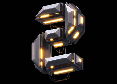 Fütürist ışık yazı tipi. 3d oluşturma