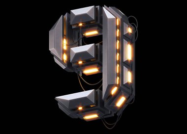 Fütürist ışık yazı tipi. 3d oluşturma