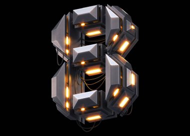 Fütürist ışık yazı tipi. 3d oluşturma