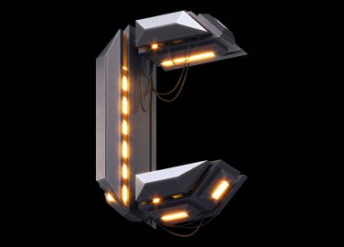 Fütürist ışık yazı tipi. 3d oluşturma