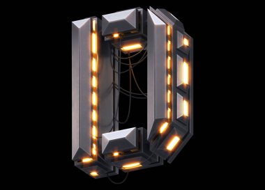 Fütürist ışık yazı tipi. 3d oluşturma