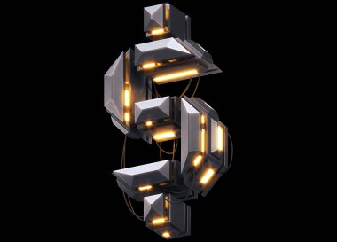 Fütürist ışık yazı tipi. 3d oluşturma