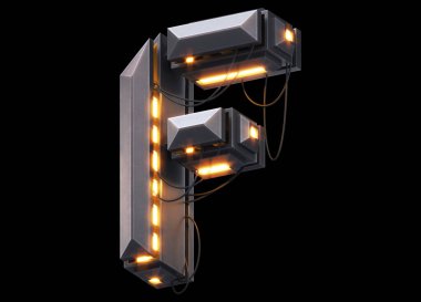 Fütürist ışık yazı tipi. 3d oluşturma