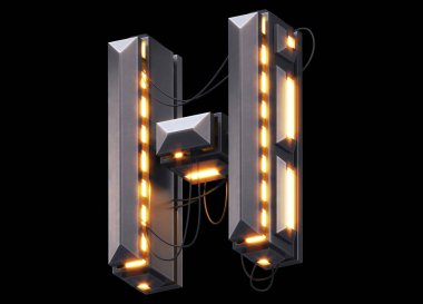 Fütürist ışık yazı tipi. 3d oluşturma