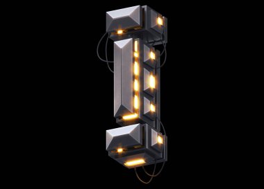 Fütürist ışık yazı tipi. 3d oluşturma