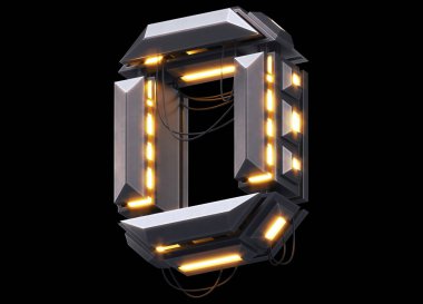 Fütürist ışık yazı tipi. 3d oluşturma