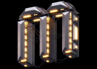 Fütürist ışık yazı tipi. 3d oluşturma