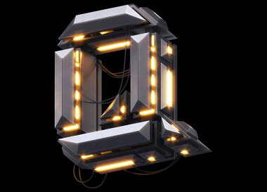 Fütürist ışık yazı tipi. 3d oluşturma