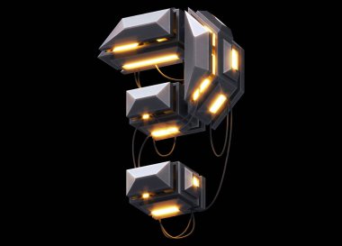 Fütürist ışık yazı tipi. 3d oluşturma