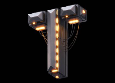 Fütürist ışık yazı tipi. 3d oluşturma