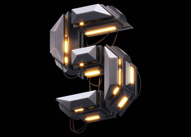 Fütürist ışık yazı tipi. 3d oluşturma