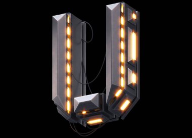 Fütürist ışık yazı tipi. 3d oluşturma