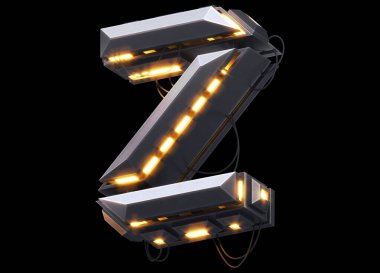 Fütürist ışık yazı tipi. 3d oluşturma