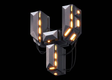 Fütürist ışık yazı tipi. 3d oluşturma