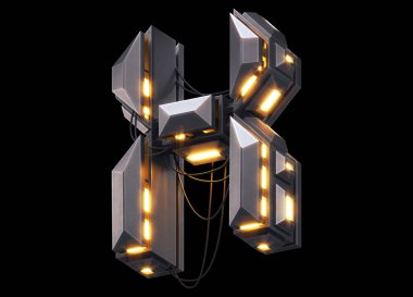 Fütürist ışık yazı tipi. 3d oluşturma