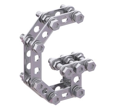 Metalik yapıcı yazı tipi. 3d oluşturma