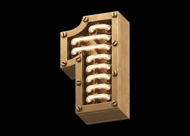 Steampunk hafif yazı tipi. 3d oluşturma.