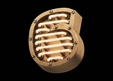 Steampunk hafif yazı tipi. 3d oluşturma.