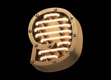 Steampunk hafif yazı tipi. 3d oluşturma.