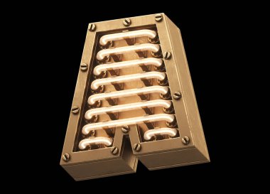 Steampunk hafif yazı tipi. 3d oluşturma.